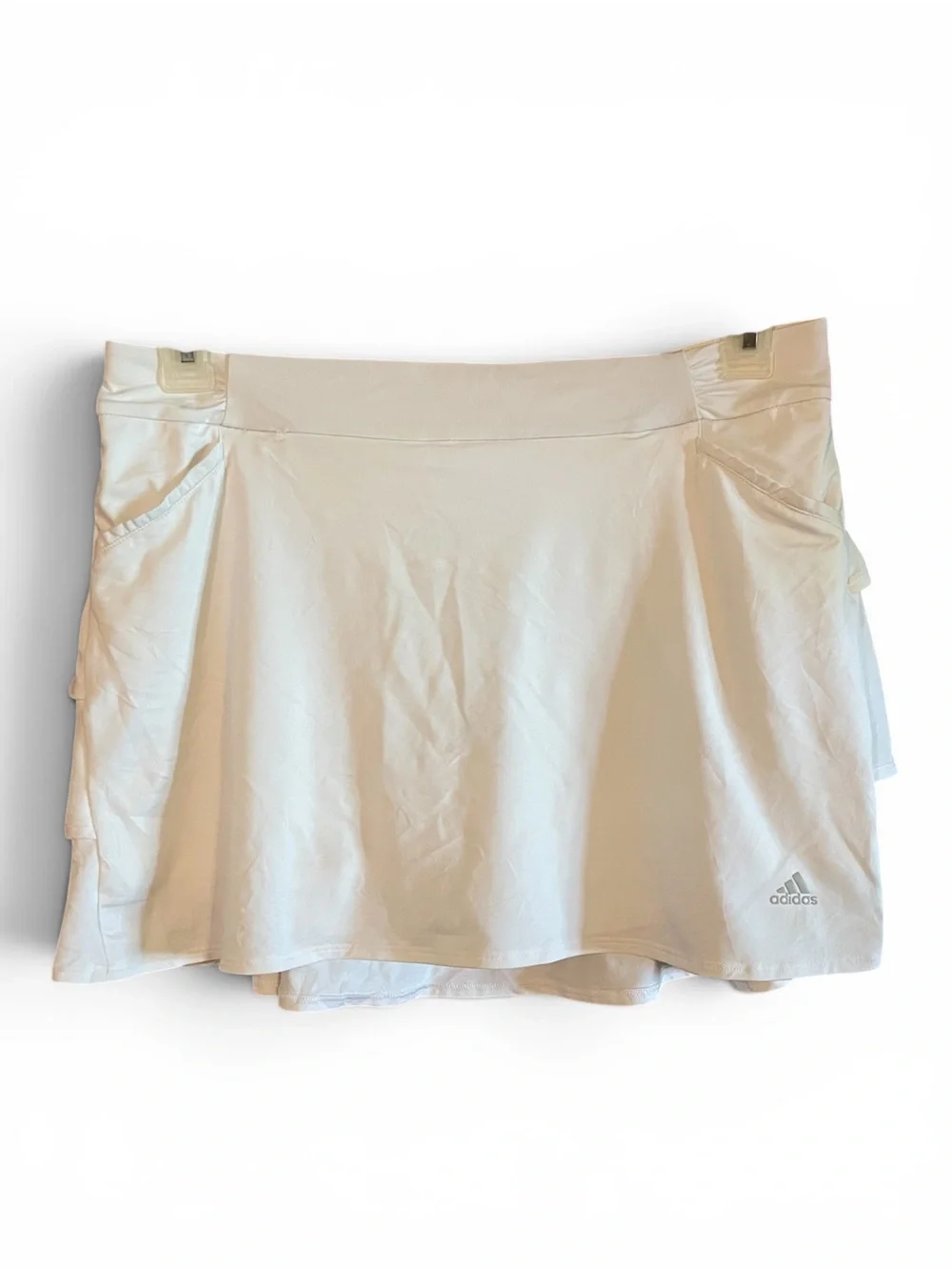 Adidas Girls XL White Golf Skort Tiered Ruffle Tennis Skirt Shorts Athletic - Picture 1 of 11